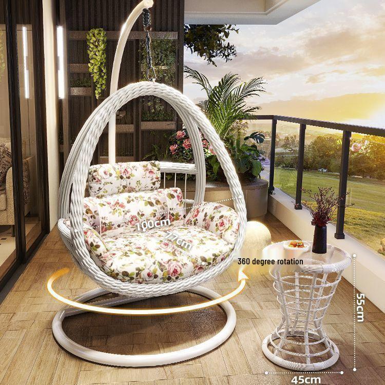 Outdoor Courtyard Rocking Chair Set with Hanging Chair and Recliner