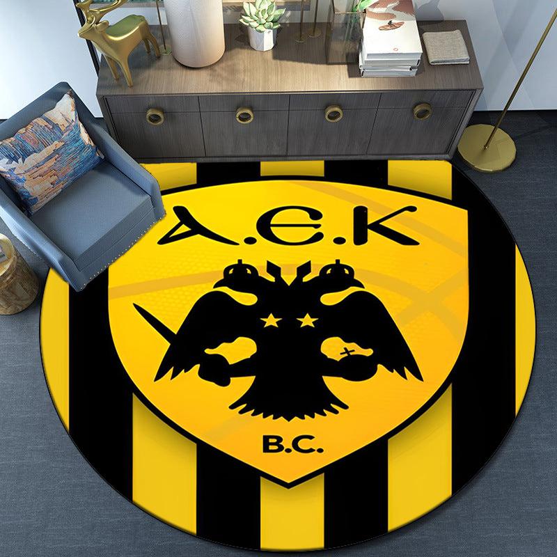 Aek Football Crest Round Rug for Livingroom,Bedroom, Palyroom, Chair Rug, Area Rug, Circle Carpet, Fan Christmas Gift