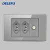 DELEFU Brazil Standard Grey Glass Panel 20A 10A Smart Switch CAT6 Network Socket USB Type-C Wall Outlet Household Charging