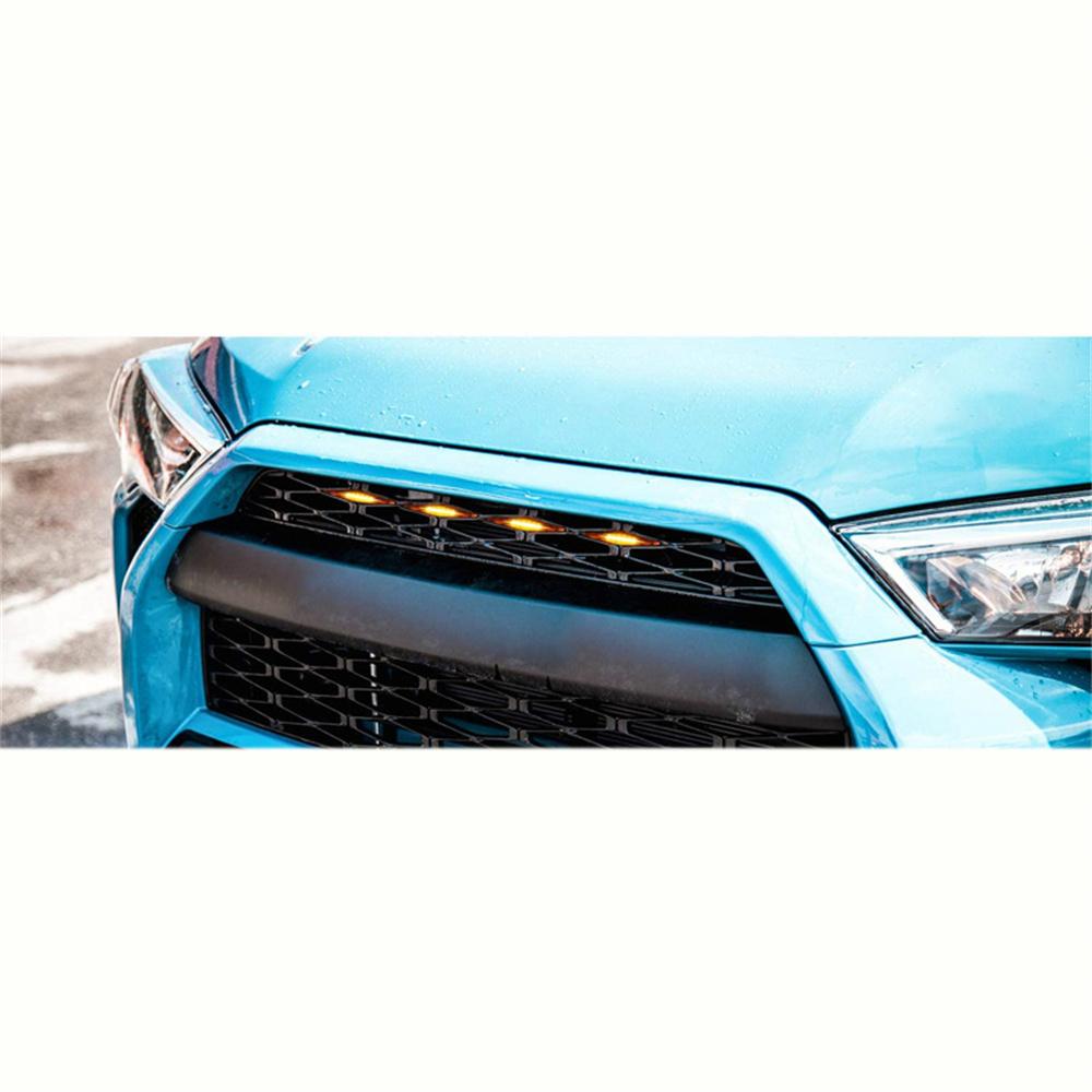 4pcs Front Grille Mesh LED Amber Lights Raptor Style For Toyota 4Runner 2014-21