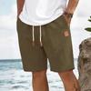 Men's Linen Casual Shorts, Summer Beach Straight Leg Shorts, Color Comfortable Shorts for Men