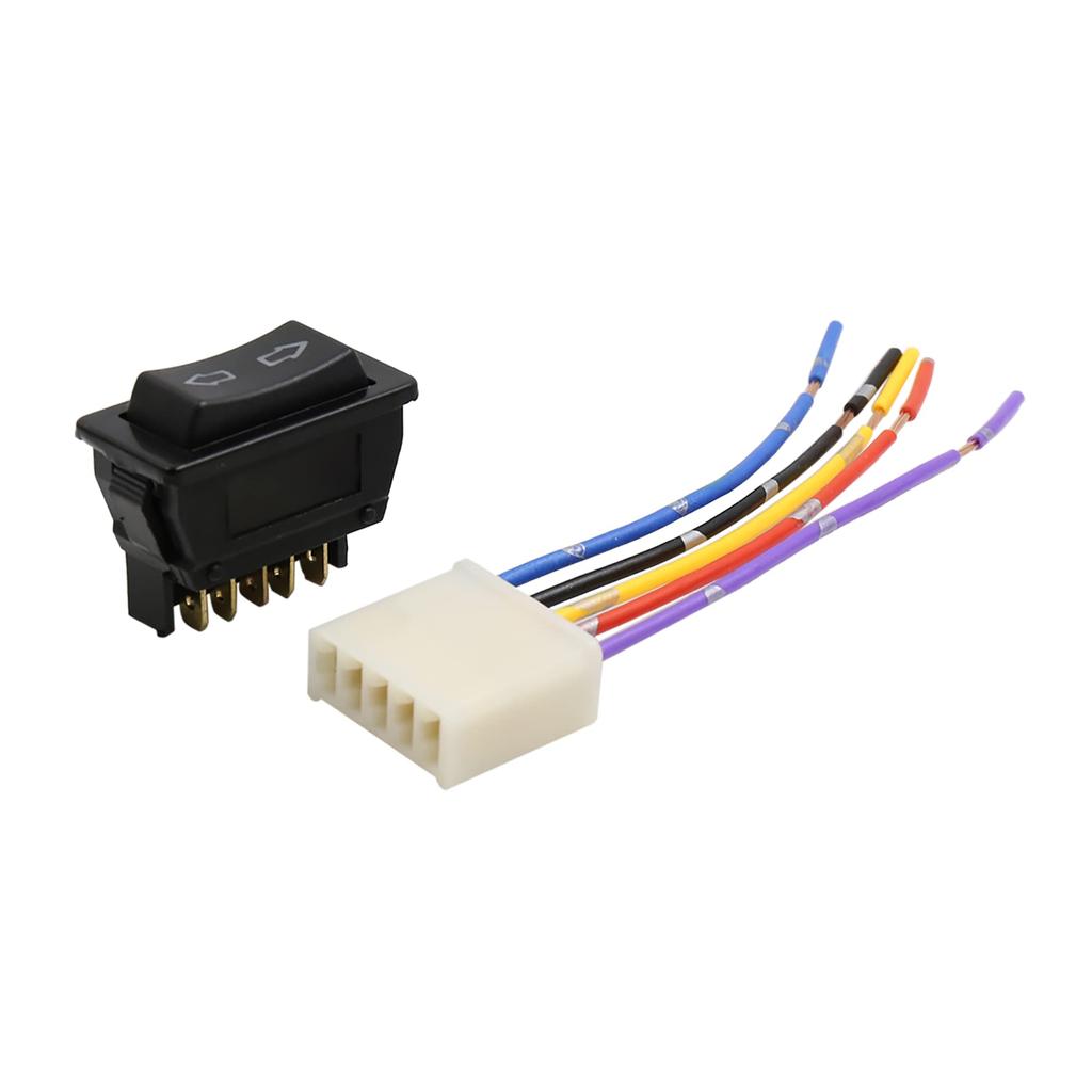 ACROPIX 2-in-1 DC 5 Pin Universal Power Window Switch with Wiring Harness Socket Black 1 Pack