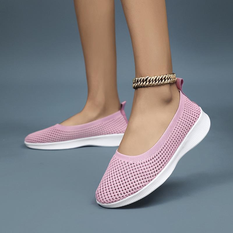 Neue Sommer-Mesh-Schuhe flache lässige Damenschuhe atmungsaktiv, leicht, flachmündig bequem große Größe Damenschuhe