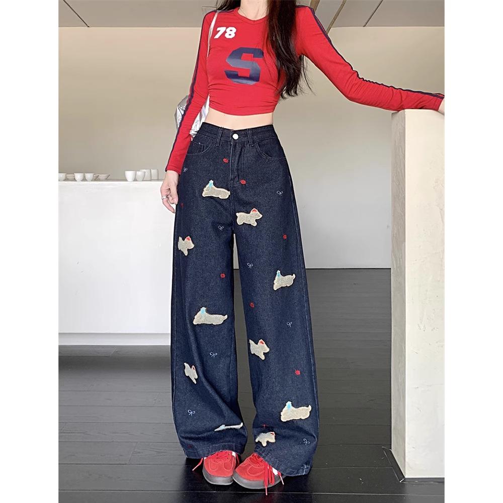 

Женские джинсы в стиле ретро пэчворк с вышивкой и широкими штанинами - Коллекция Весна 2025 S