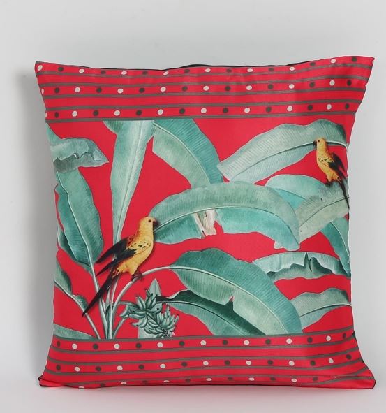 KOKO MAISON INC Talking Parrots Polystain Cushion Cover (Pack of 5) | Flap Closure | Digital Printed