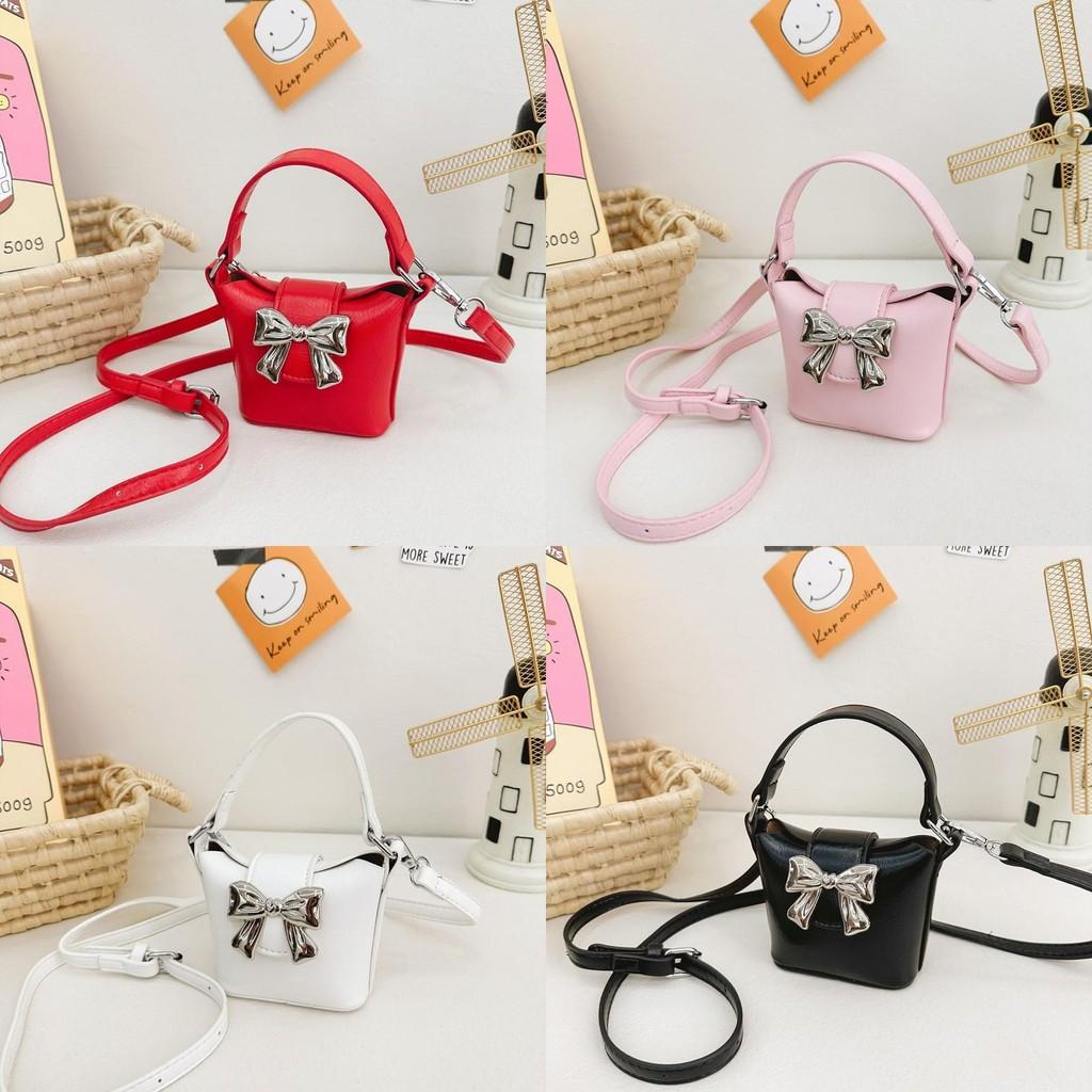 Adorable Girls Pu Bow Crossbody Bag Stylish Handbag Perfect For Toddlers With Cute Design