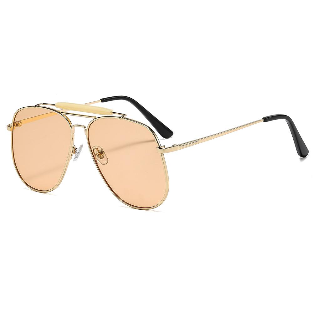 

Large Frame Aviator Sunglasses Women Retro Metal Square Frame Sunglasses Men Yellow Lens Glasses Outdoor Driving Sunglasses UV