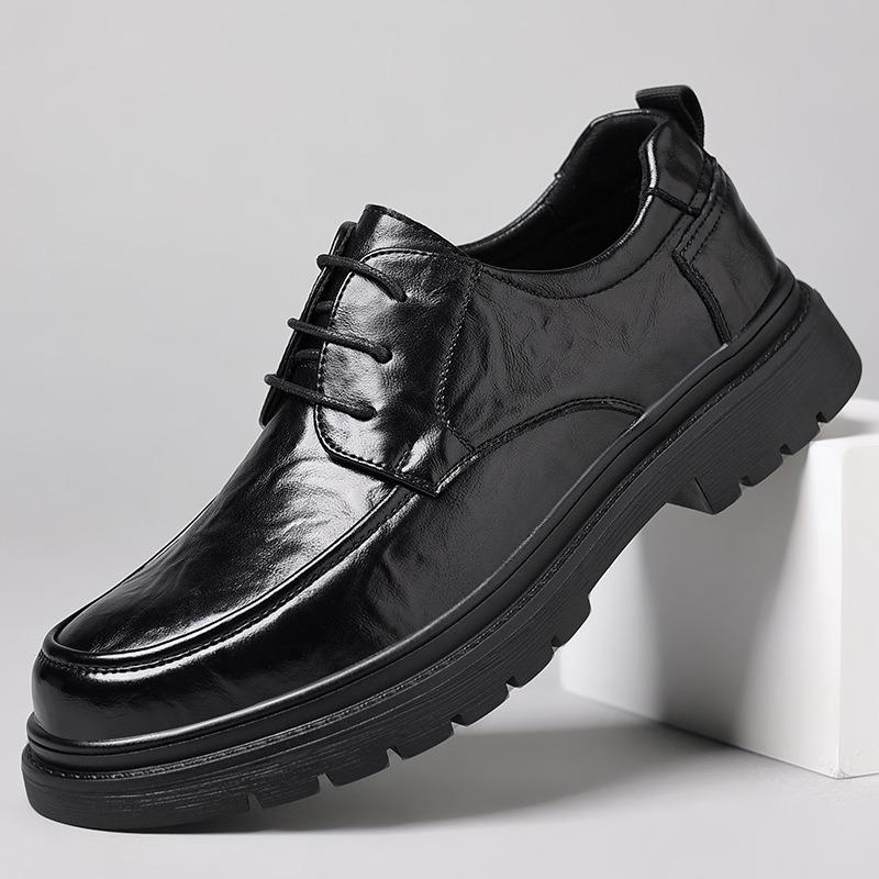 Four Seasons Men's Leather Shoes Daily Versatile Business Casual Shoes Soft Sole Soft Surface Men's Shoes Waterproof and Stain-resistant Men's Shoes