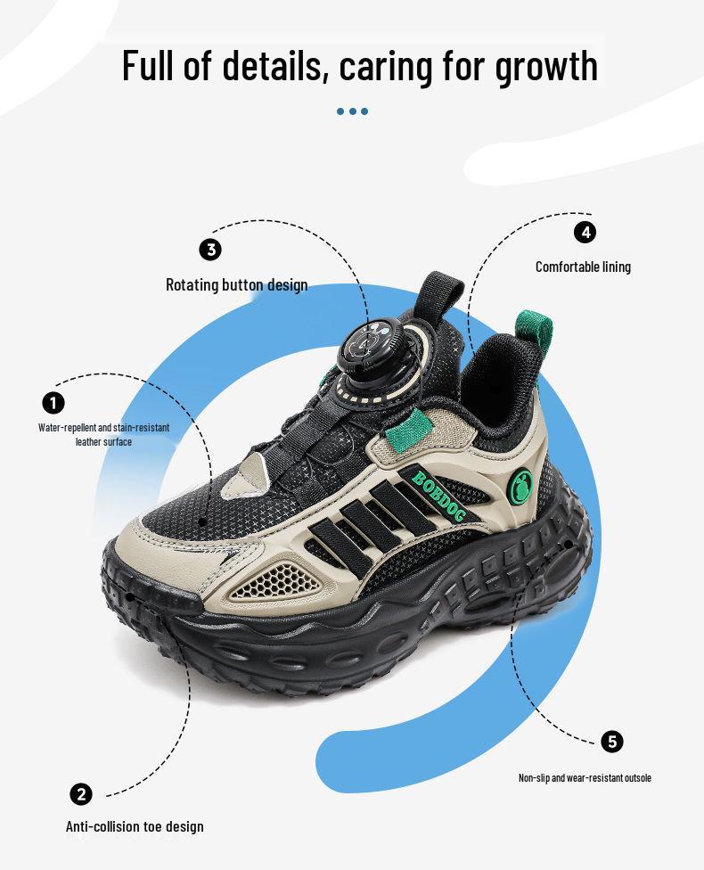Bobodou 2025 Boys' Non-slip Casual Soft Sole Shoes - Spring/Autumn Versatile Breathable Children's Sneakers