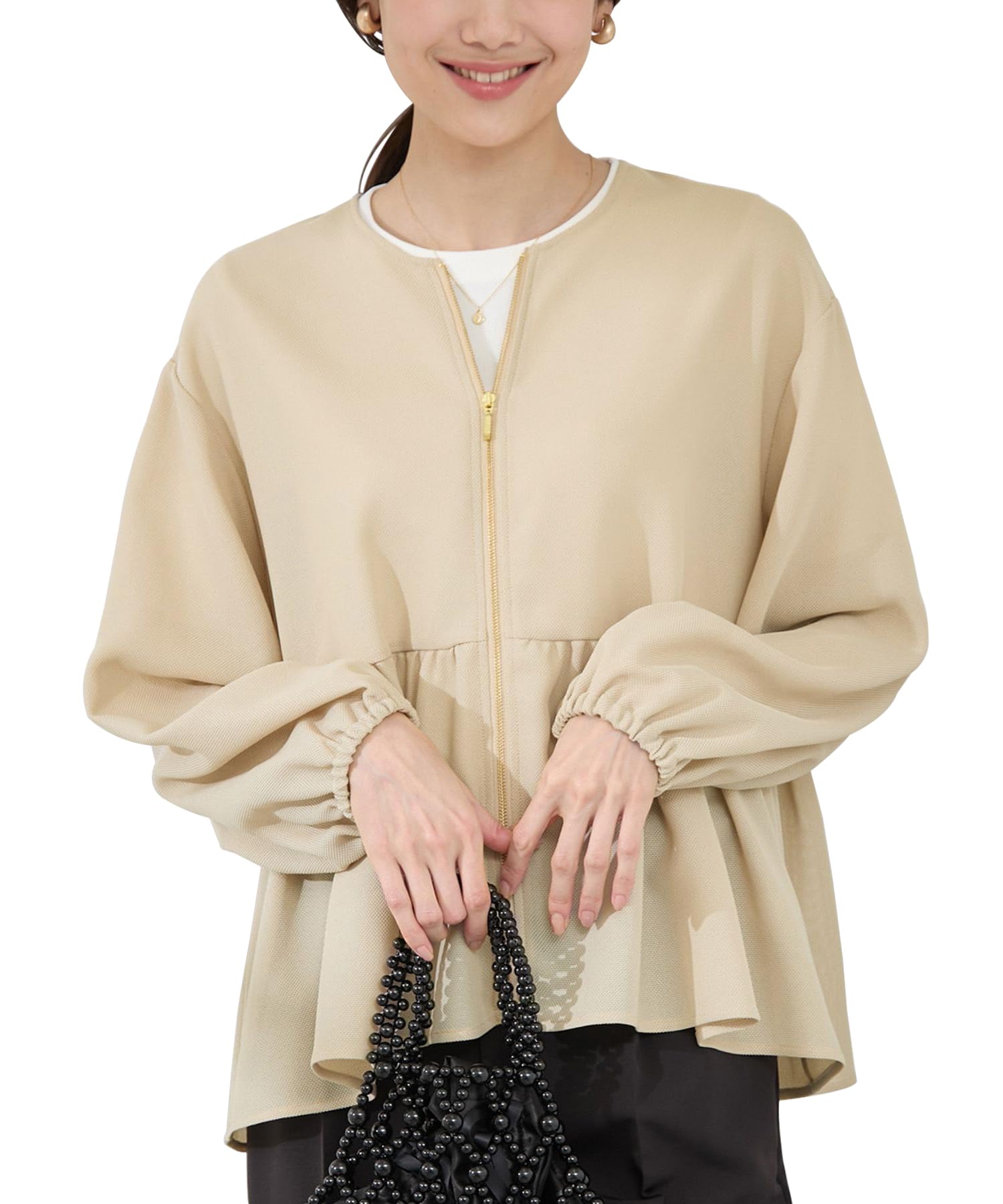 

ROPE PICNIC Сетчатая блузка-пеплум бежевая женская GDL15010, бежевый