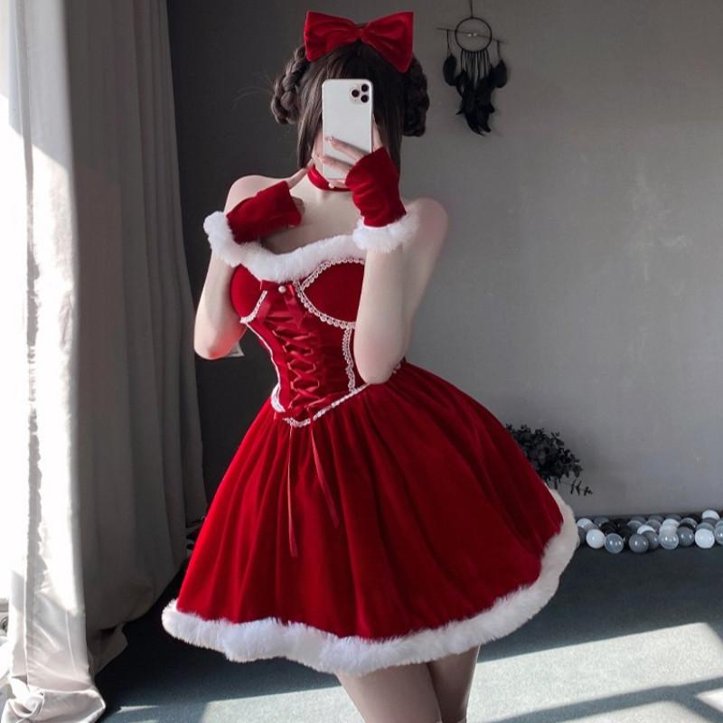 

Взрослые Женщины Рождественский Санта Клаус Эльф Рождественское Зеленое Платье Новый Год Косплей Костюмы Наряд для Ролевых Игр One Size