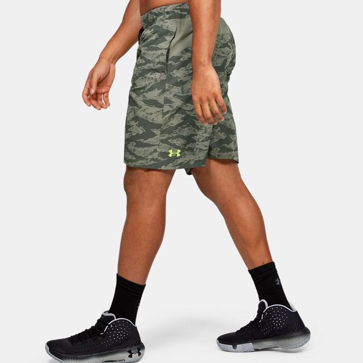 Under Armour UA Baseline Woven Basketball Mid Rise Loose Fit Drawstring Casual Shorts Men Shorts Green 1351291-388