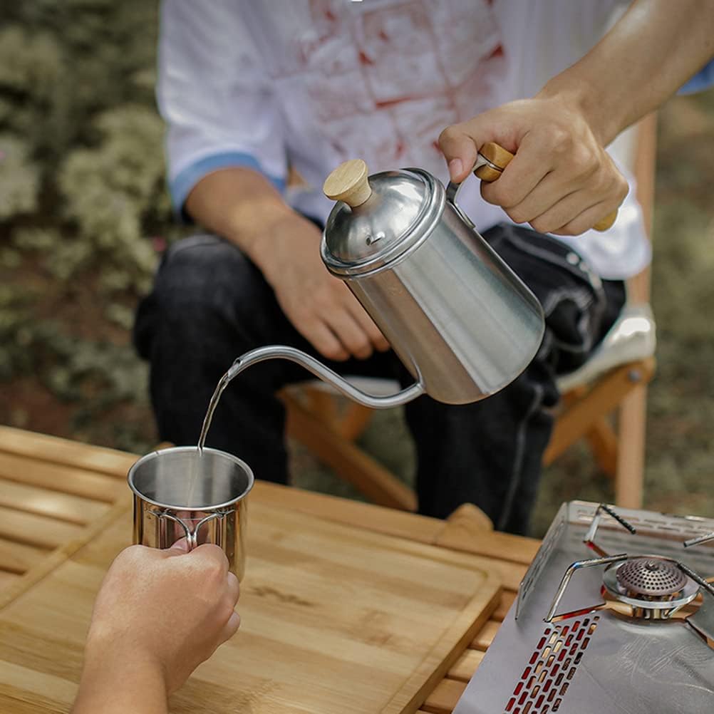 Gooseneck Coffee Kettle - Pour Over Coffee Kettle Stainless Steel Gooseneck Stovetop Tea Kettle for Drip Coffee Tea Drip Kettle with Ergonomic Wooden