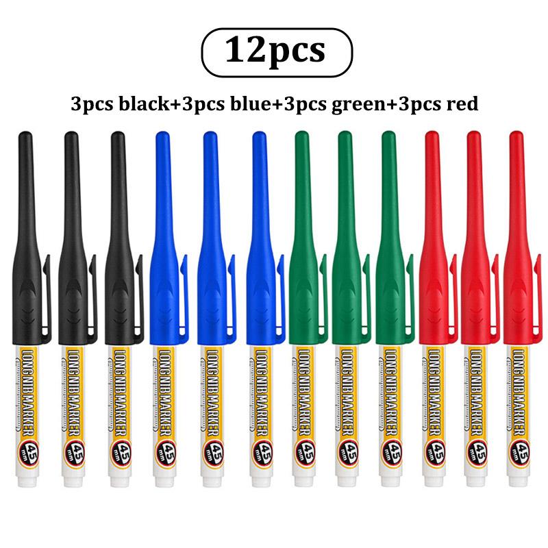 45mm Long Nib Marker,Carpenter's Deep Hole Marking Pen,2mm Tip,A Duration of 72 Hours,Waterproof Non-Erasable,Long Headed Pen