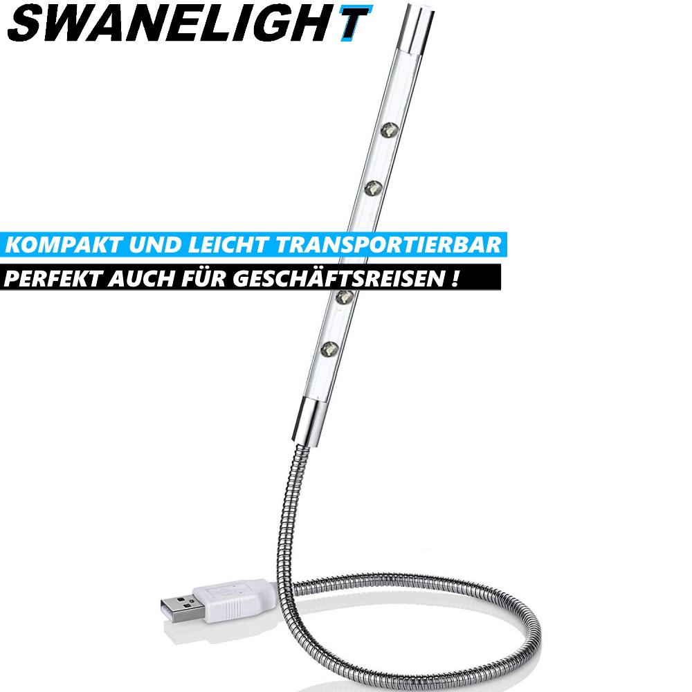 SWANELIGHT USB LED Reading Lamp Swivelling 5 LED Gooseneck Lamp