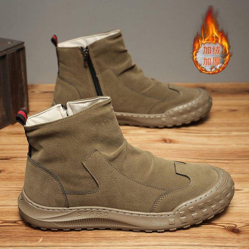 Martin Stiefel 2025 Winter neue Herren High-Top Trend vielseitige Arbeitsschuhe Baumwollschuhe Retro kurze Stiefel Samtstiefel