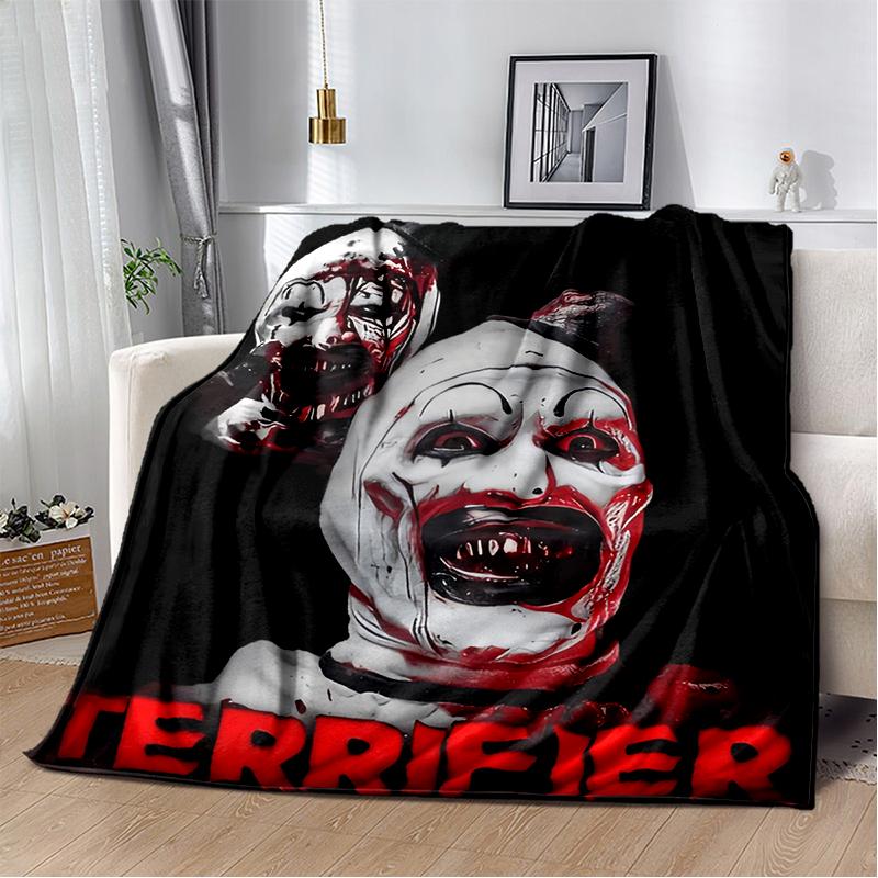 3D Terrifier 3 Horror Clown Movie Cartoon Soft Blankets,Throw Blanket Comfortable Blanket for Picnic Beds Sofa Home Kids Gifts