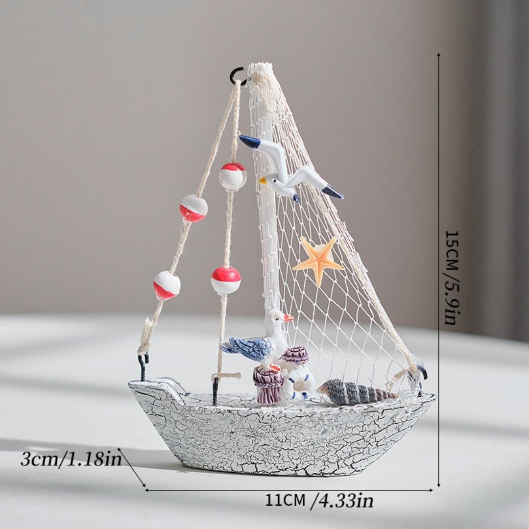 

Новое средиземноморское украшение для маленькой лодки с трещинами в ракушках. Деревянная модель парусника. Небольшие украшения. Креативная модель лодки ручной работы.