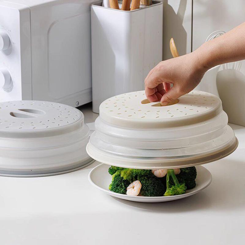 Folding Heating Covers Food Splash-Proof Microwave Cover Multi-Function Microwave Tray With Bottom Fresh-Keeping Cover Tool
