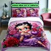 Betty Boop Duvet Cover Set - 3pcs Polyester Bedding Set with Digital Print, 1 Comforter Cover & 2 Pillow Shams