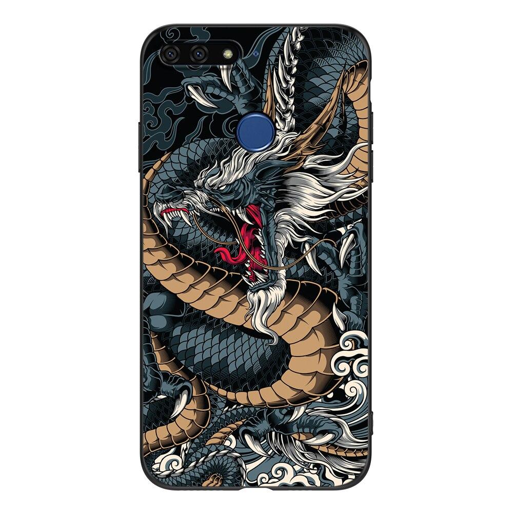 For Honor 7C 5.7 Inch Case Soft Back Cover Phone Case For Huawei Honor 7c Aum-L41 Silicon Black Tpu Case Lion Wolf Tiger Dragon