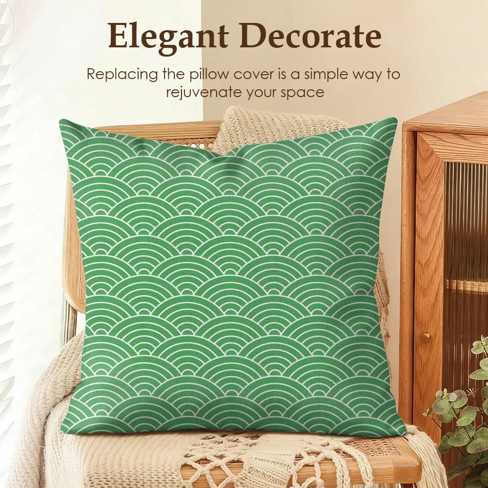 

Art Seigaiha Pattern Cushion Cover Natural Linen Organic Fabric DoubleSided Printing Sofa Home Decor Gift Pillow Case 30x30cm