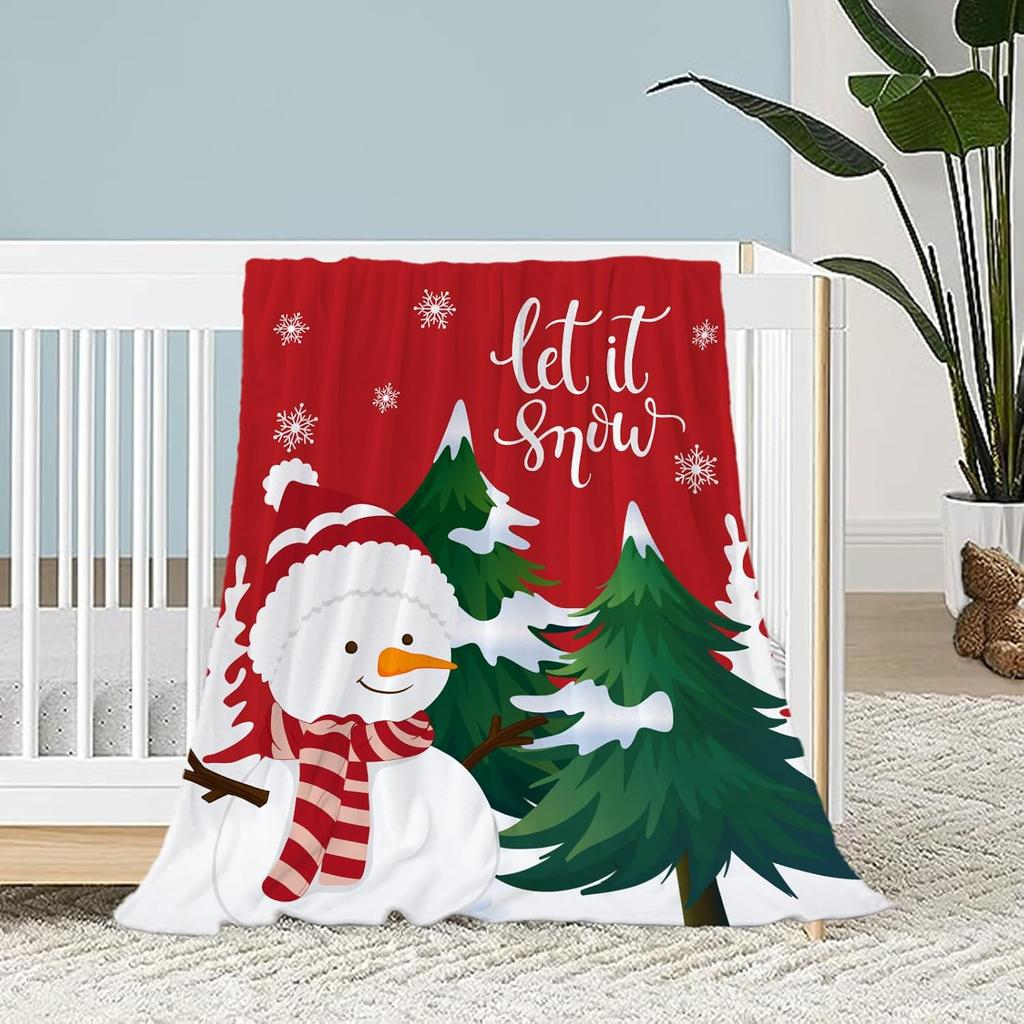 Decorative Large Throw Blanket Green Santa Claus Blanket Xmas Holiday Blanket for Couch Sofa Bed Soft Cozy Lightweight Fuzzy