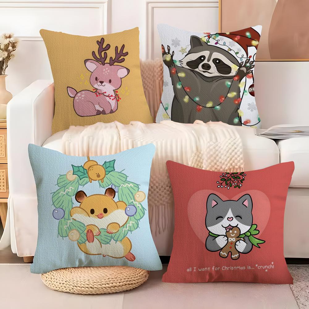 Fashing Animals On the Internet Pillow Case Natural Linen Double-Sided Printing Sofa Home Decor Cushion Cover