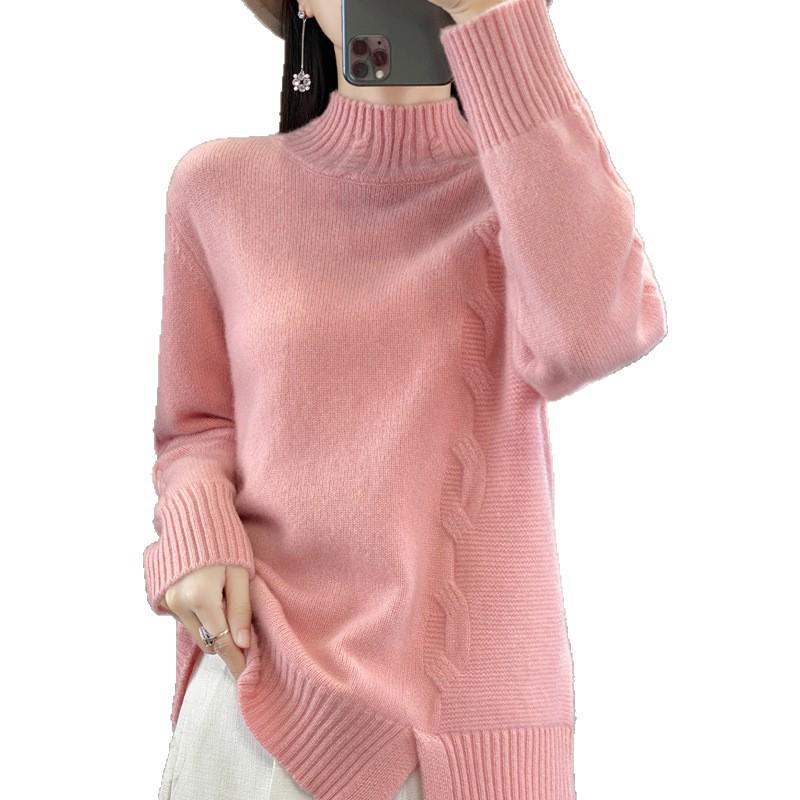 Elegant Loose-Fit Knitwear for Women - 2026 Autumn/Winter Slit Thickened Sweater