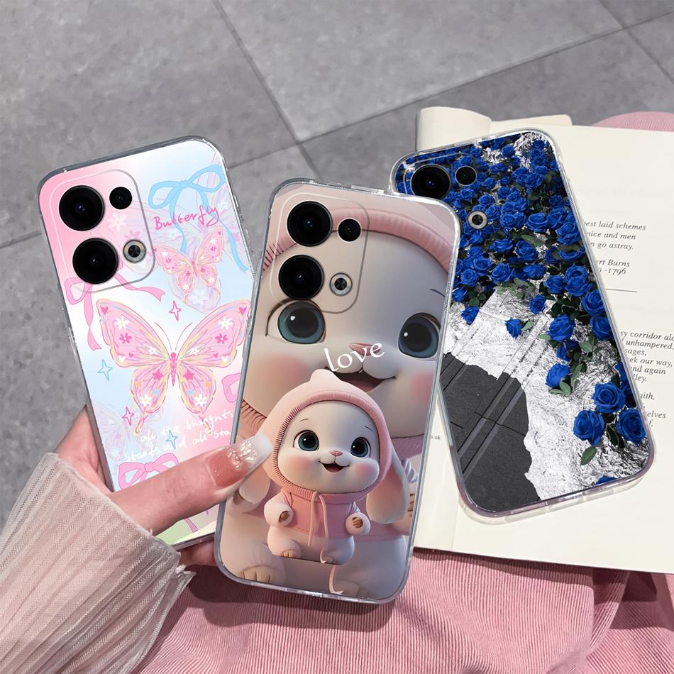 For Oppo Reno 13 Pro Phone Cases Leisure Flower Transparent Back Cover For Oppo Reno13 Pro 13Pro 5G Soft Slim Anti Drop Housing