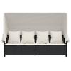 Sun Lounger with Canopy and Cushions Black Poly Rattan