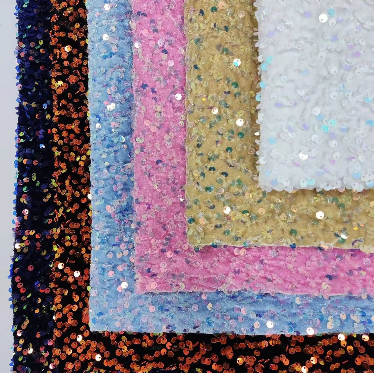 5mm Velvet Sequin Fabric Sequined Embroidered Fabric for Bags Dresses Stage Costumes Wedding Gowns and Formal Wear