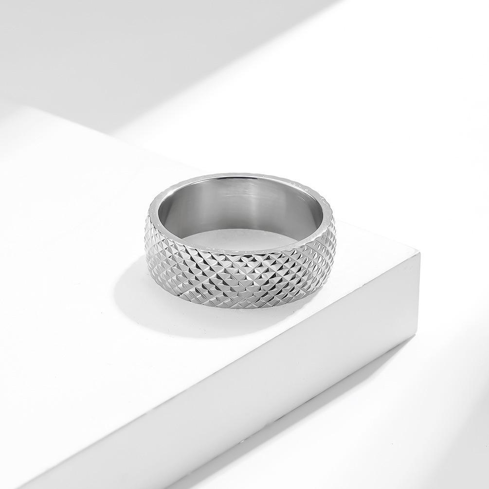 Jewelry Stainless Steel Rhombus Cut Face Men's Ring European and American Wind Titanium Steel Men's and Women's Neutral Wind Jewelry