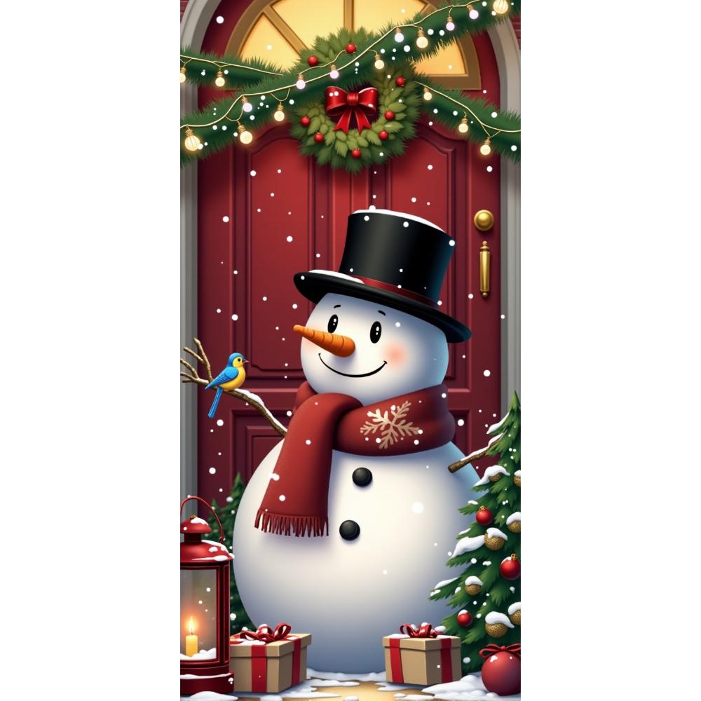 Christmas Door Lining Snowman Door Cover Christmas Outdoor Decorations For Home 2025 Ornaments Xmas Gifts 2026 New Year Decors