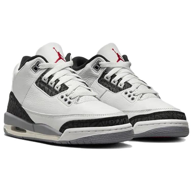Air Jordan 3 Retro GS Cement Grey Kids Sneakers White Summit-White Fire-Red DM0967-106