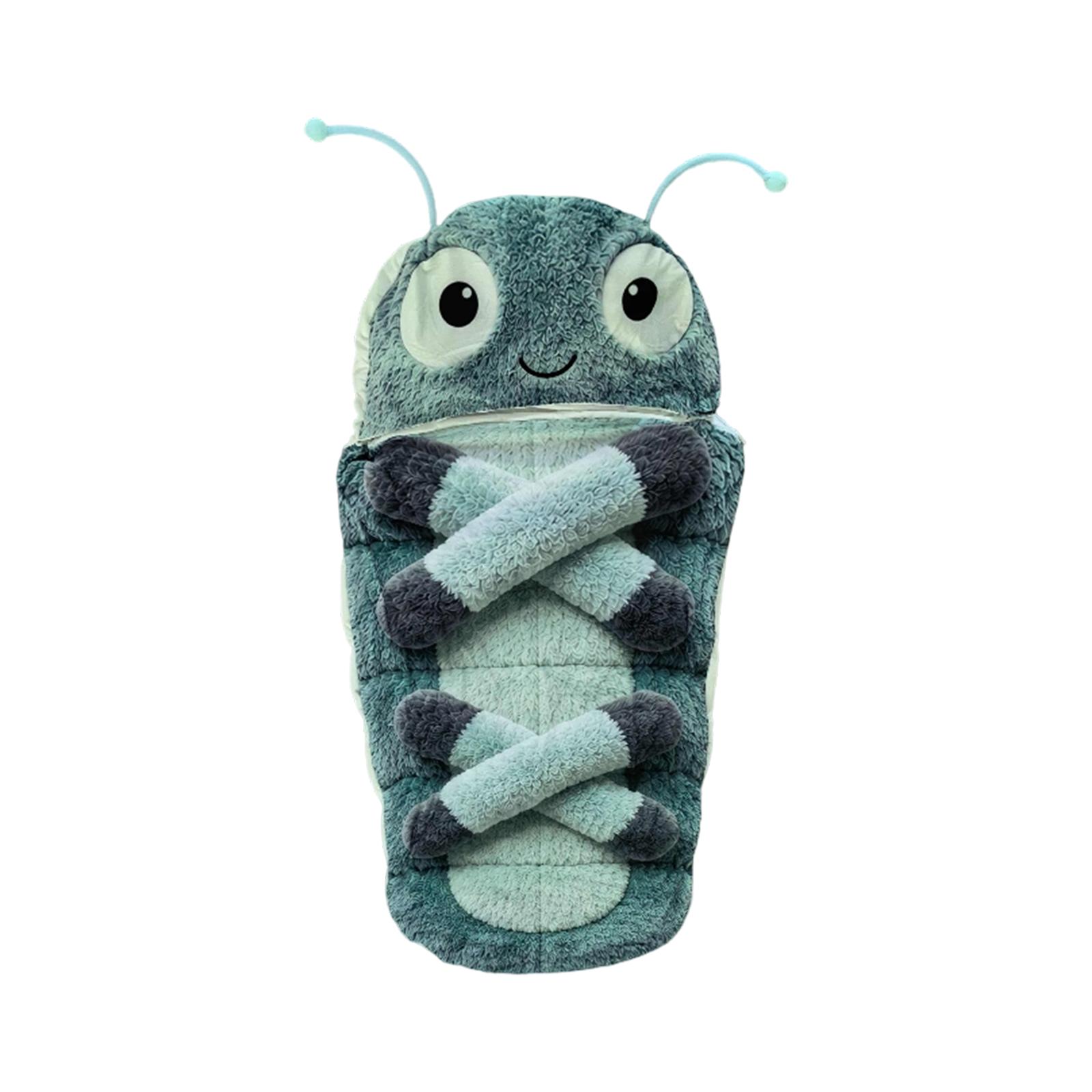 Hugging Caterpillar Sleeping Bag Plush Design Portable Soft Quilted Interior Unique Novelty Style for Indoor Use One Size