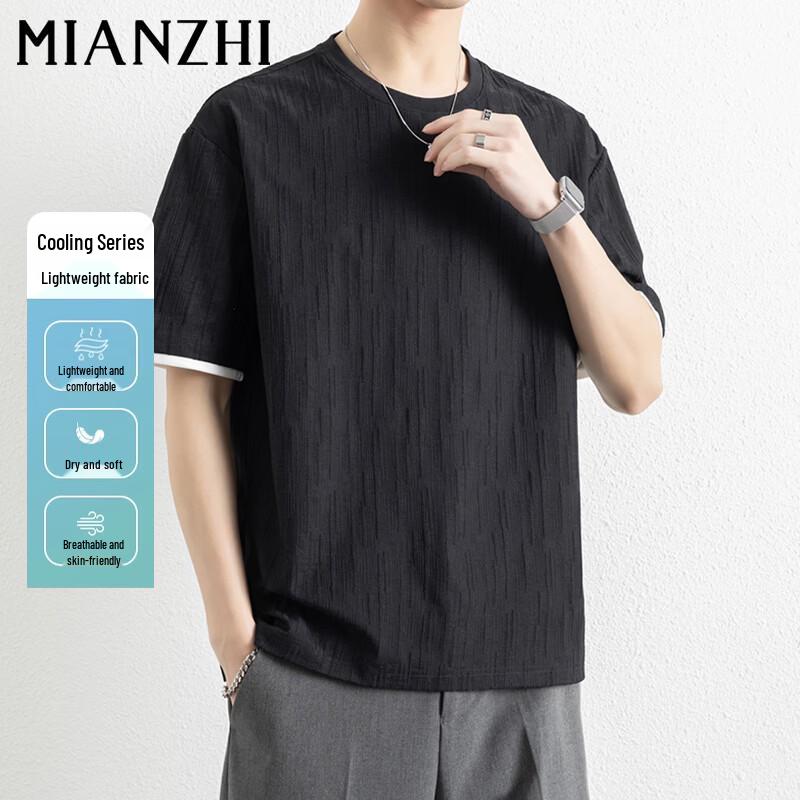 Men s Summer Casual Textured Quick-Dry T-Shirt L