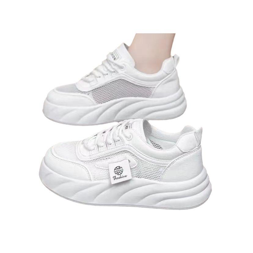 Breathable mesh little white women's shoes bread shoes thick sole versatile and high soft baseplate women's shoes