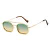 New European and American fashion retro double beam polygonal sunglasses ins Internet celebrity personality driving sunglasses