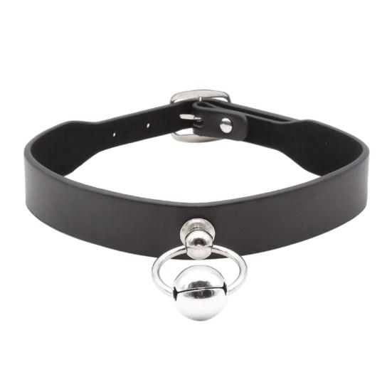 Faux Leather Choker Necklace And Leash Set for Women Adjustable Gothic Black Collar Chain Necklace with Bell for Clubwear Rave BDSM Cosplay