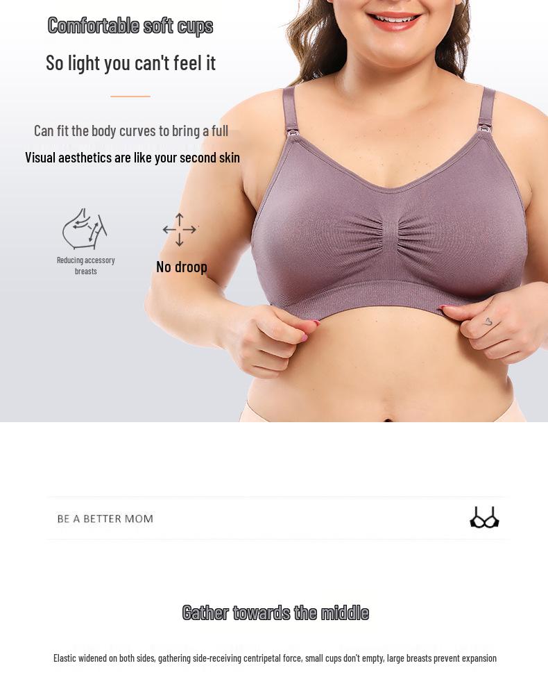 Avrupa Beden Ön Kapamalı Balensiz Hamile Push-Up Emzirme Sütyeni, Ayarlanabilir Sarkma Önleyici Besleme İç Çamaşırı