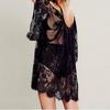 Women Beach Sexy Strap Sheer Floral Lace Embroidered Crochet Summer Hippie Dress