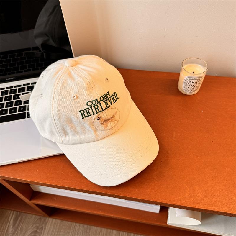ins cute dog embroidered cap women's spring and summer versatile big head circumference baseball cap men's casual sunscreen cap