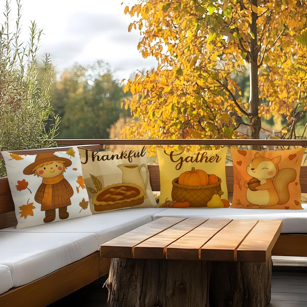 Retro Thanksgiving Cushions Pillowcase Polyester Cushion Cover Throw Pillow Sofa Decoration Pillowcover Home Car Sofa Decor
