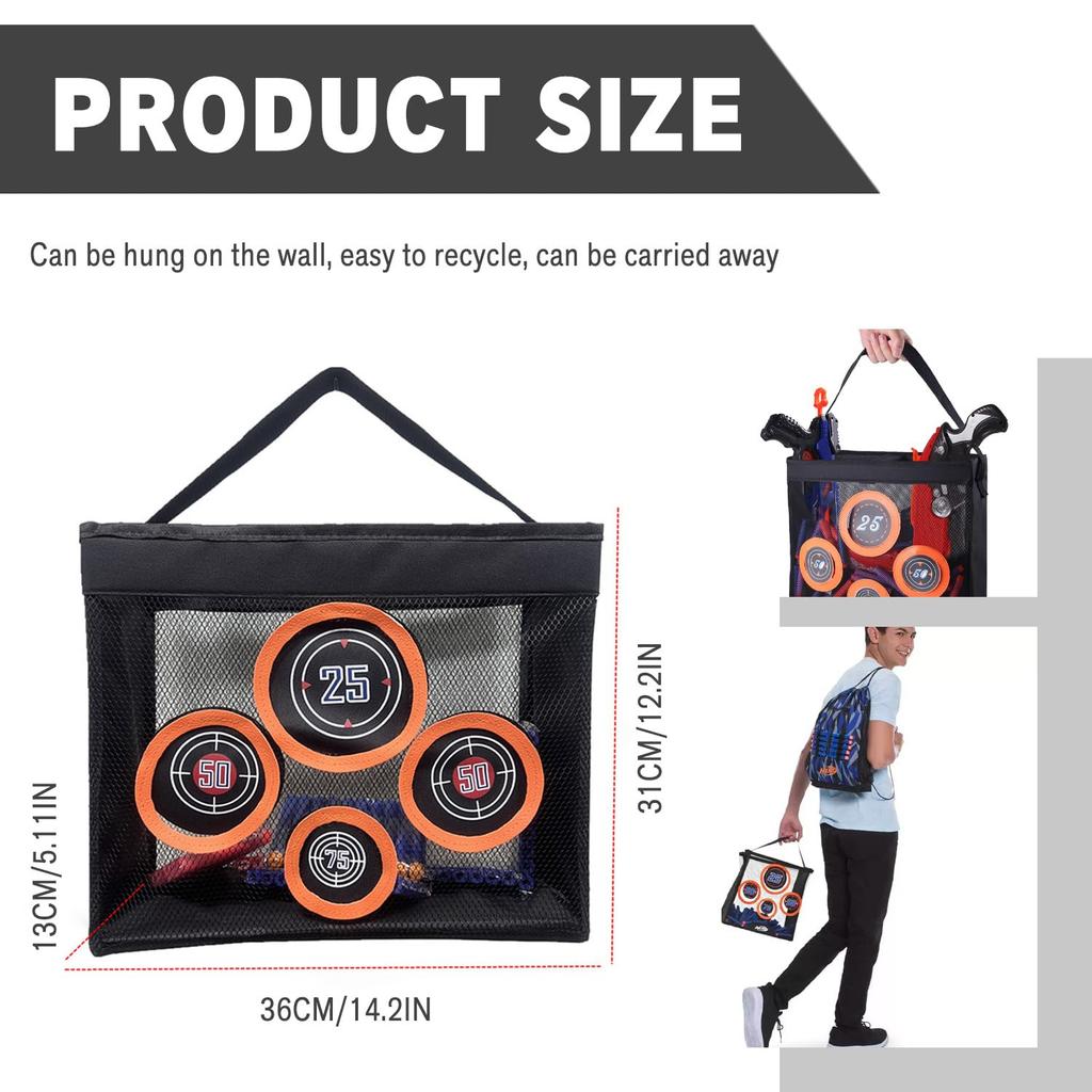 TORMEN Nerf-kompatibles Weichschaum-Zielspielzeug mit klappbarem Ständer und Netz-Aufbewahrungstasche für Schießübungen, ab 6 Jahren