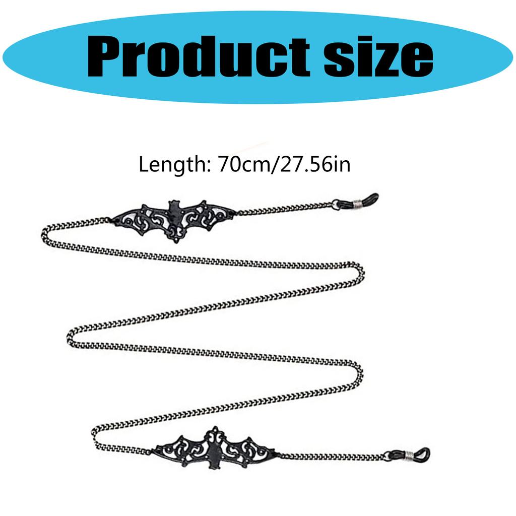Eyeglasses Cord Strap Halloween Glasses Chain Reading Glasses Cord For Women Black Bat Pendant Eyeglass Chain