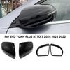 Glossy Black Carbon Fiber Side Mirror Cap Covers For BYD ATTO 3 Yuan Plus -2024 Exterior Accessories Trim