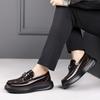 British Style Business Leather Luxury Shoes Men New Fashion Retro Casual Bright Men's Shoes Low Top Platform Korean Loafers Men
