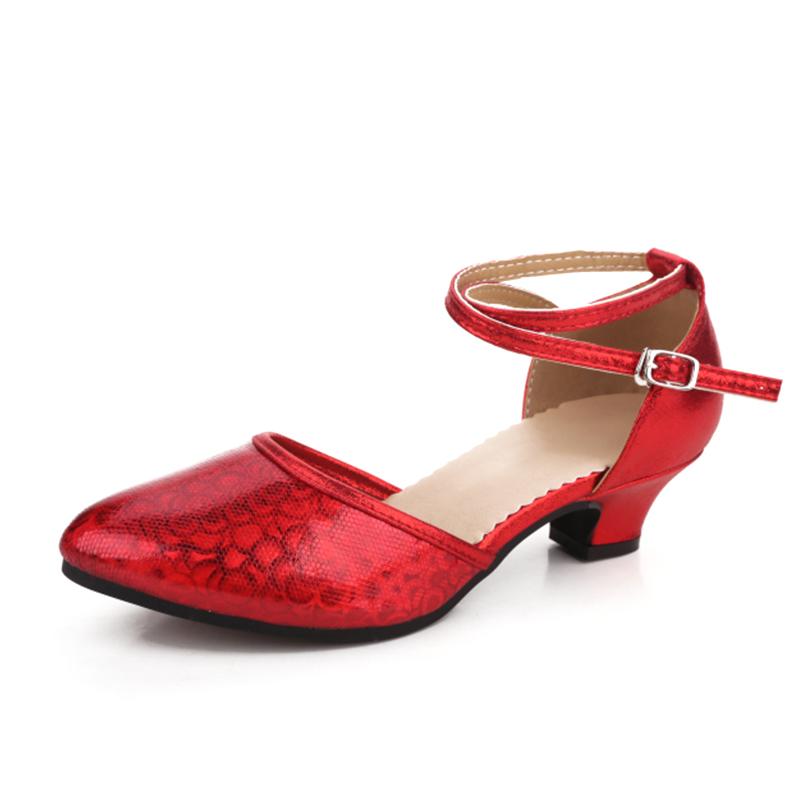 Women Girls Latin Ballroom Party Dance Shoes Tango Waltz Soft Sole Sandals Salsa Closed Toe Dance Shoes Heeled 5.5cm