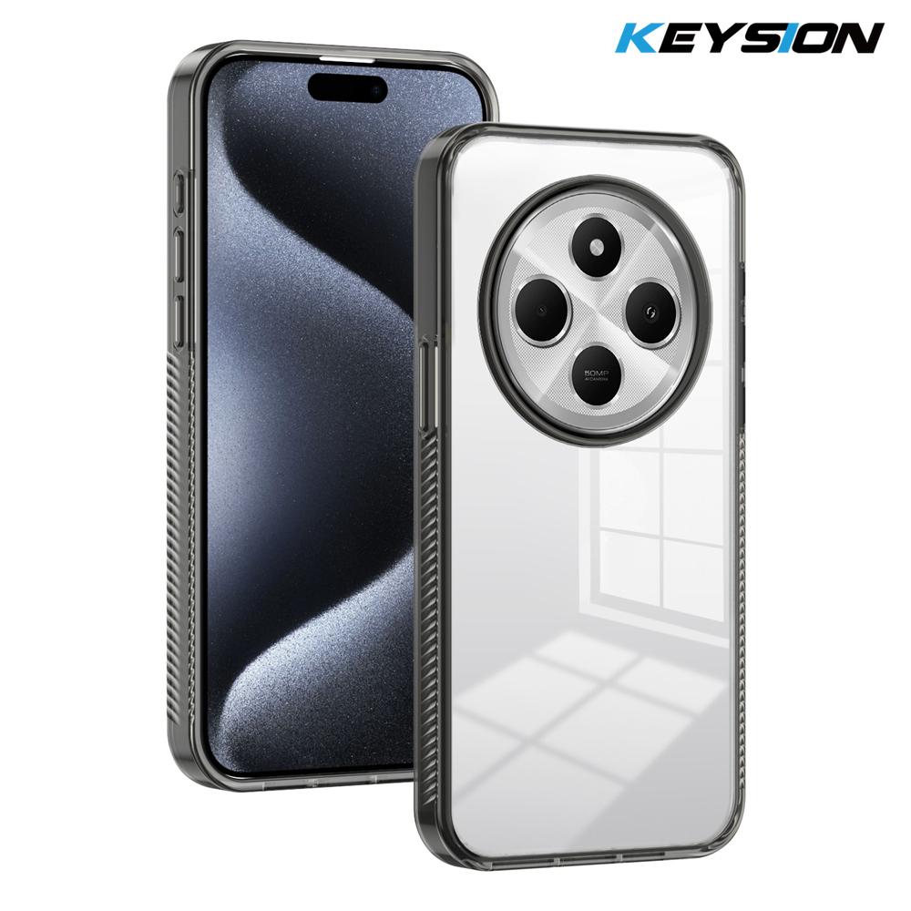 KEYSION Transparent Phone Case for Redmi 14C Soft TPU+PC Anti-slip HD Clear Shockproof Phone Back Cover for Xiaoami POCO C75